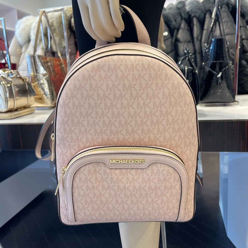 MICHAEL KORS Jaycee Medium Signature Logo Backpack POWDER BLUSH NWT